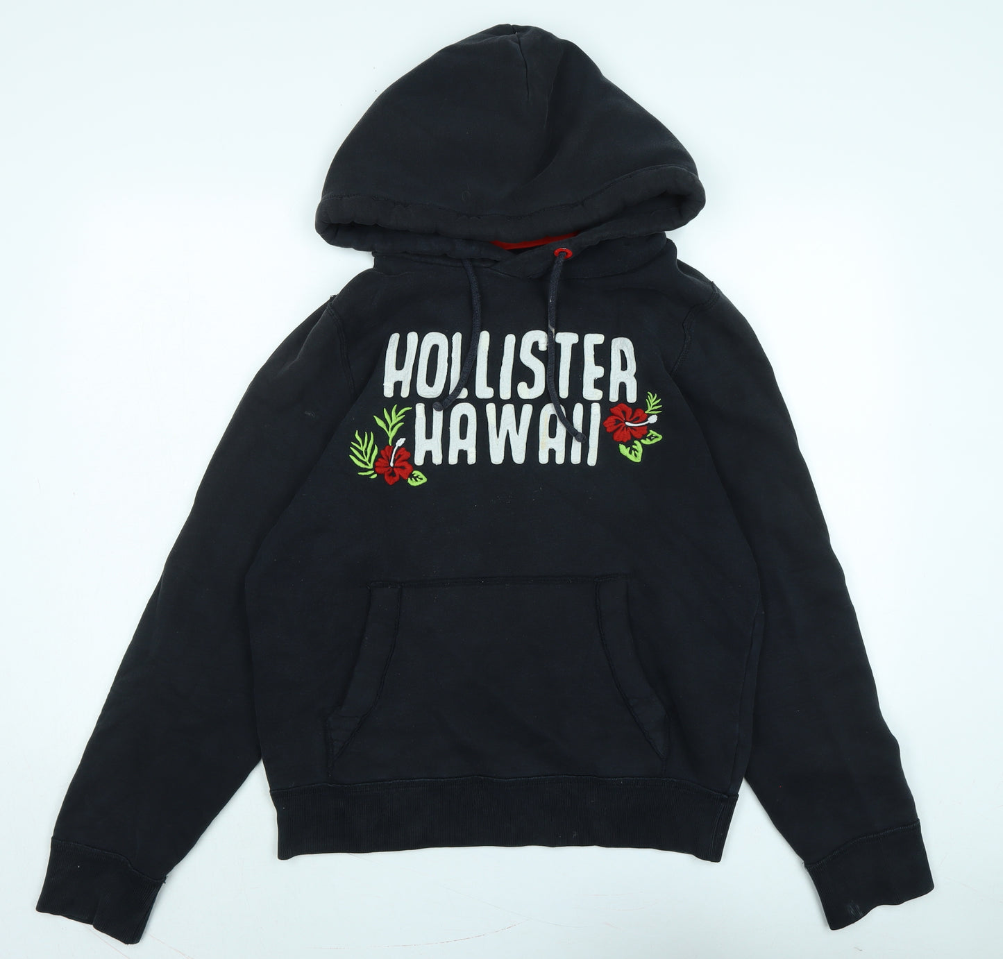 Hollister Mens Black Polyester Pullover Hoodie Size L - Logo - Hollister Hawaii