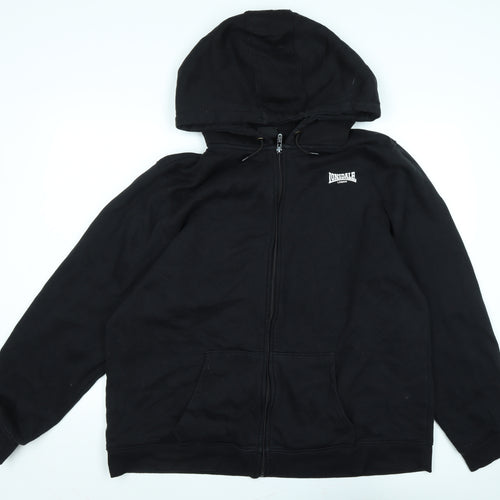 Lonsdale Mens Black Jacket Size 4XL Zip - Logo - Lonsdale