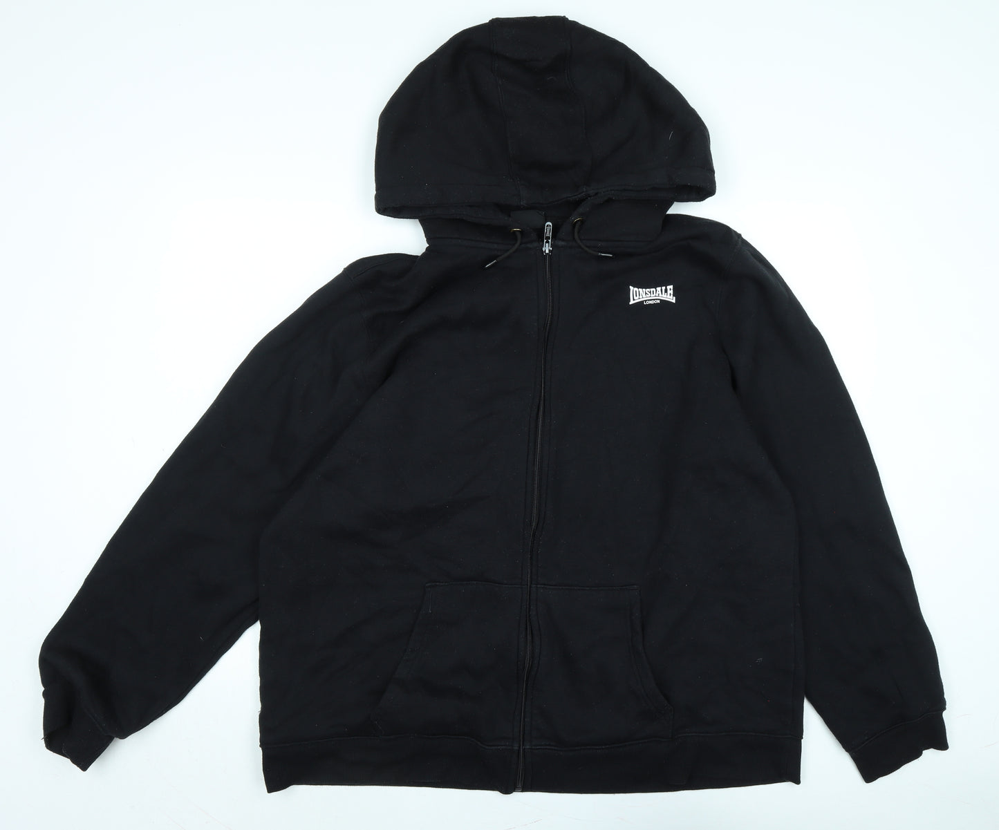 Lonsdale Mens Black Jacket Size 4XL Zip - Logo - Lonsdale