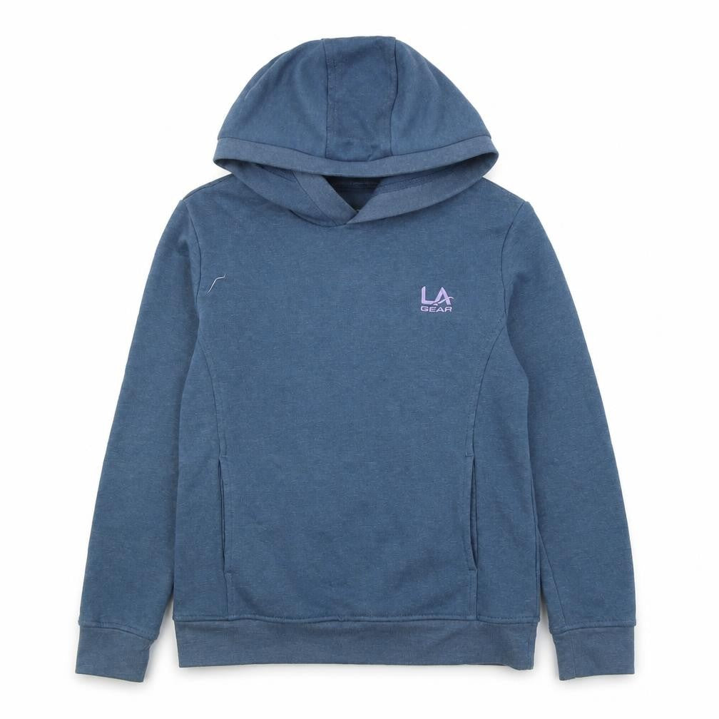 Front view of LA Gear boys’ blue polyester pullover hoodie, size 9-10, years