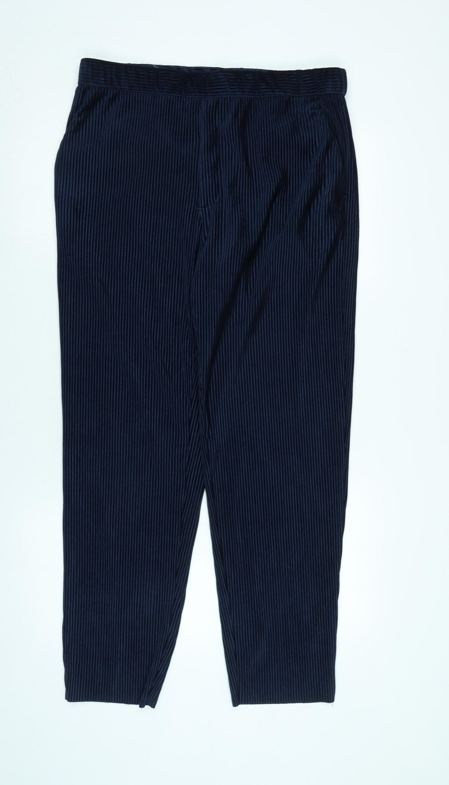 Zara Womens Blue Cotton Trousers Size L L30 in Regular