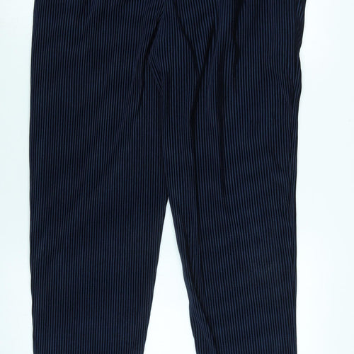 Zara Womens Blue Cotton Trousers Size L L30 in Regular