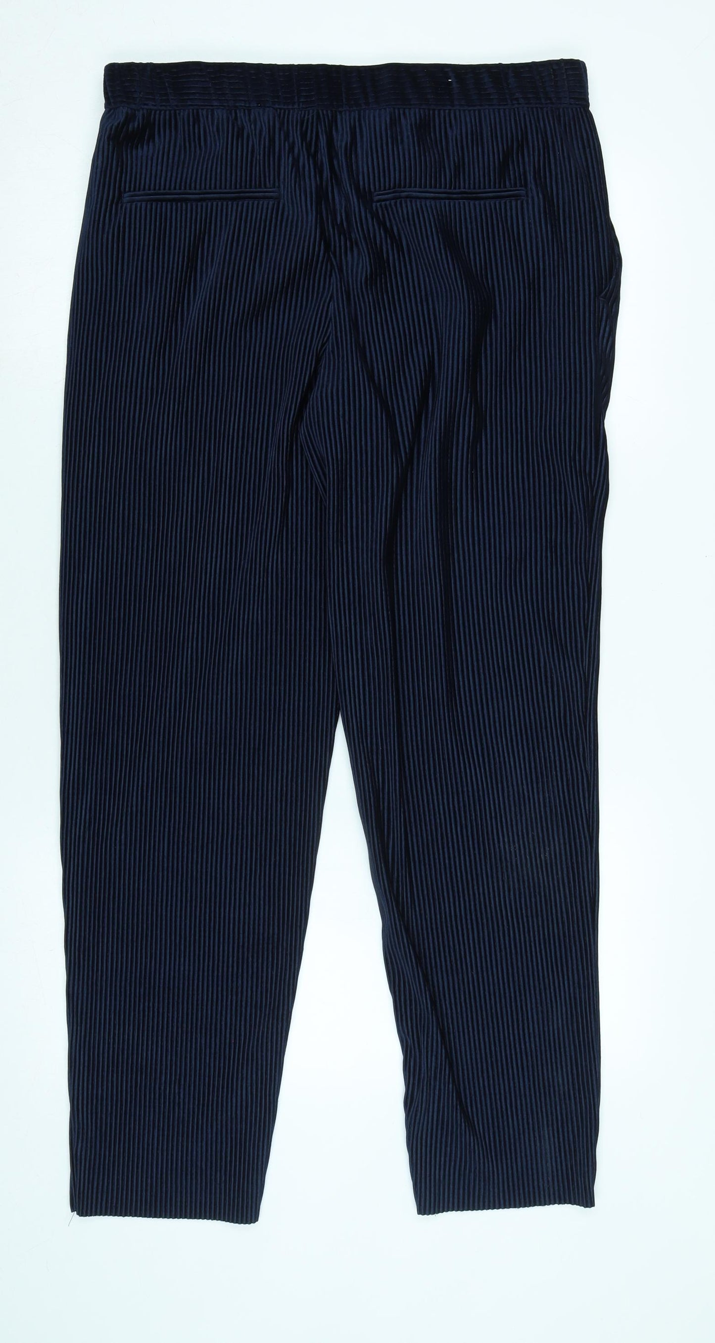 Zara Womens Blue Cotton Trousers Size L L30 in Regular