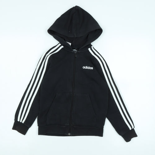 adidas Boys Black Jacket Size 7-8 Years Zip - ADIDAS