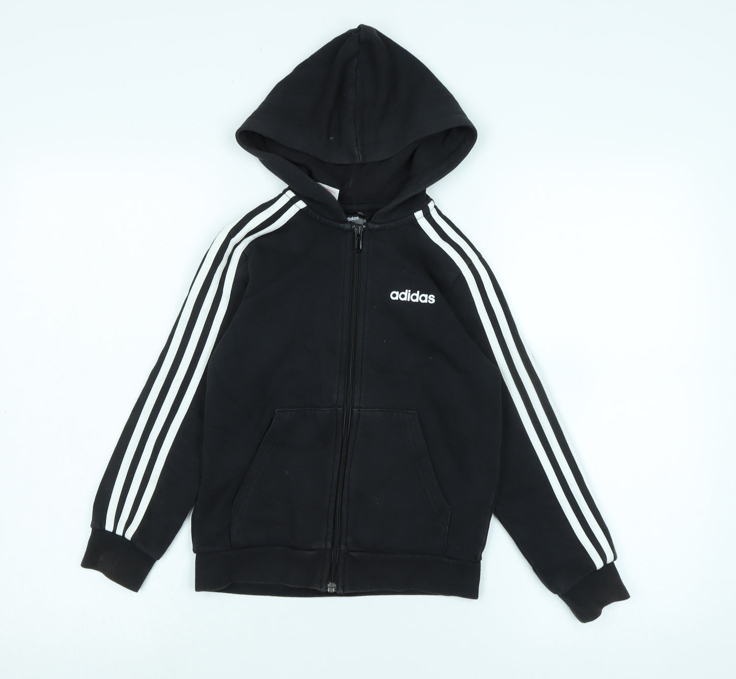 adidas Boys Black Jacket Size 7-8 Years Zip - ADIDAS