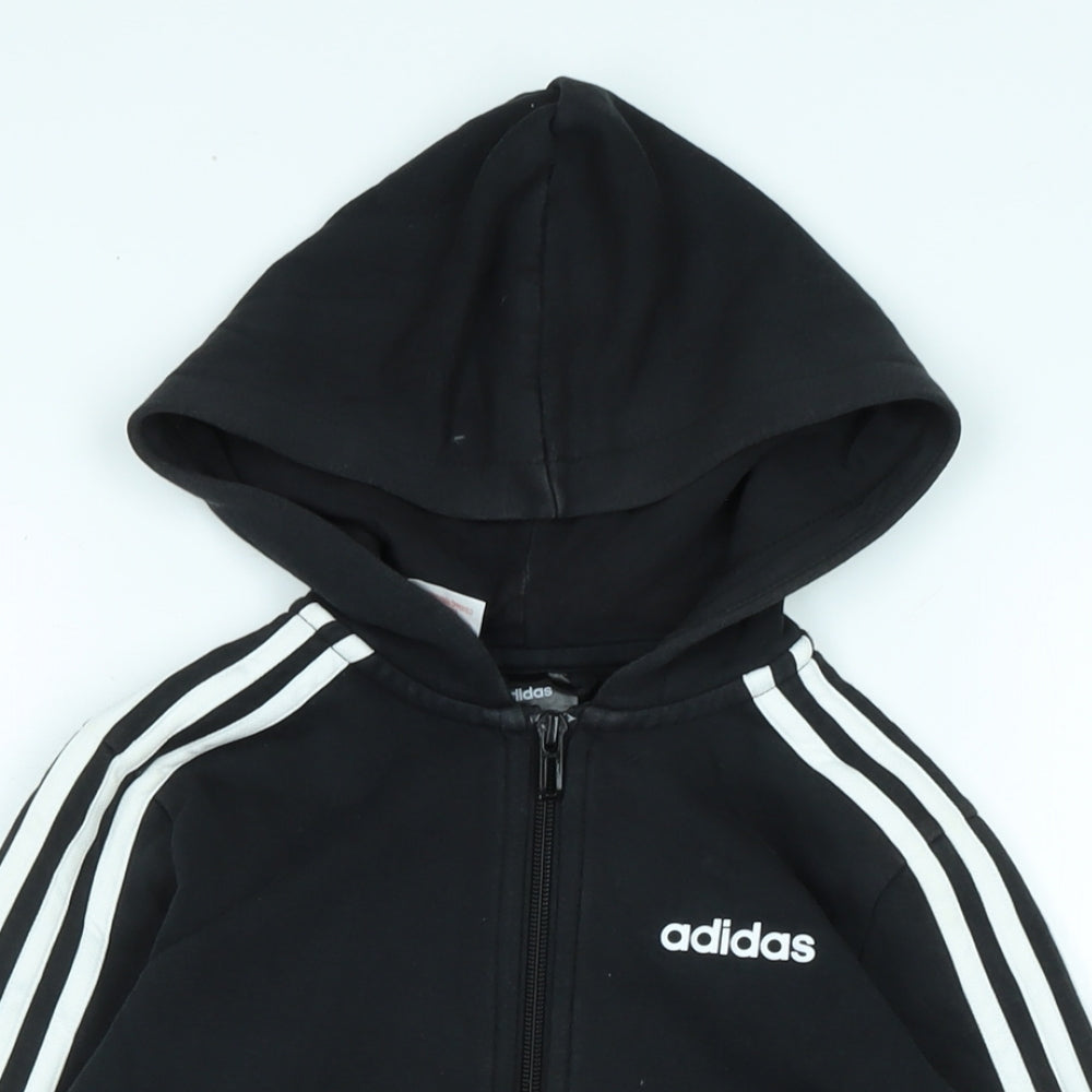 adidas Boys Black Jacket Size 7-8 Years Zip - ADIDAS