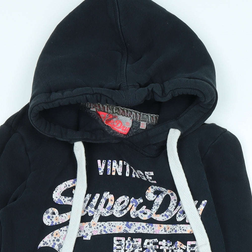 Superdry Womens Blue Polyester Pullover Hoodie Size XS - Logo - Superdry