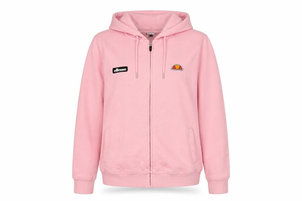 Front view of Ellesse women’s pink jacket, size UK 12, zip - logo - ellesse