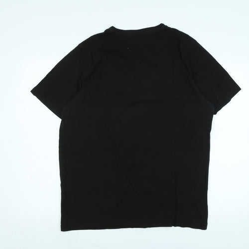 PUMA Mens Black Cotton T-Shirt Size L Crew Neck - Logo