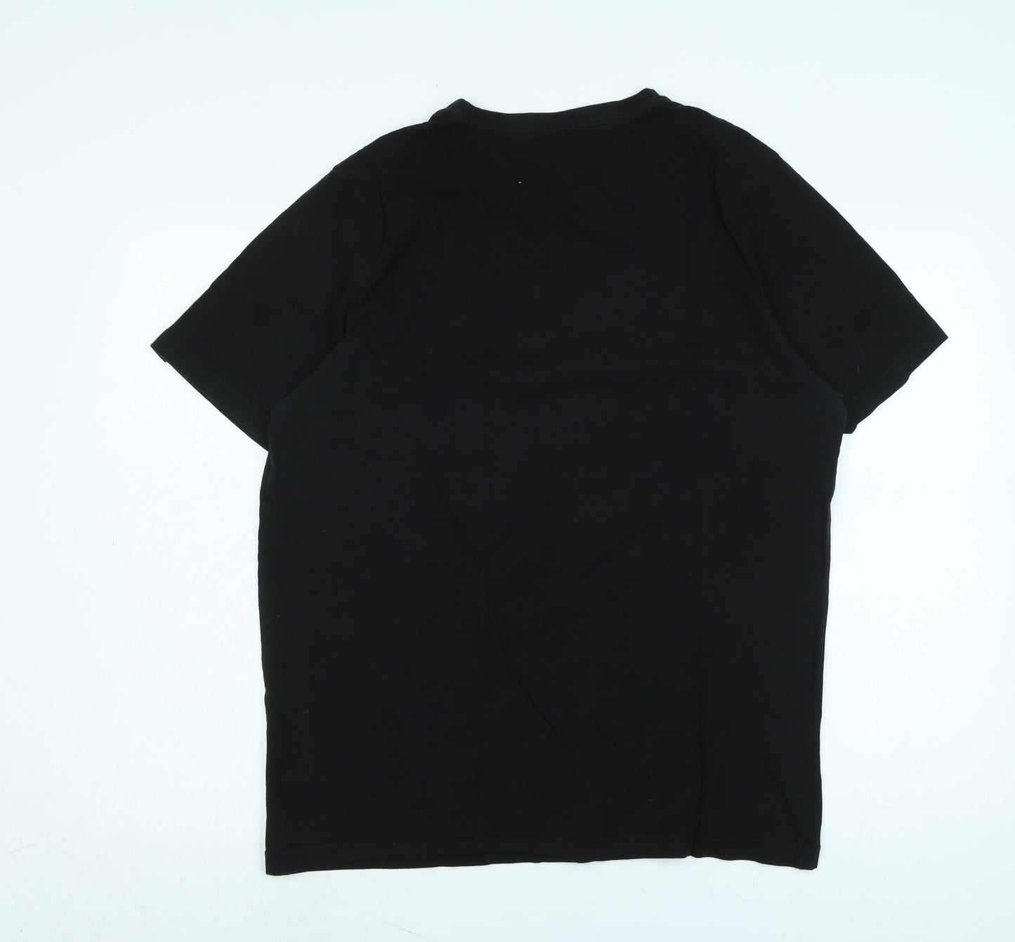 PUMA Mens Black Cotton T-Shirt Size L Crew Neck - Logo