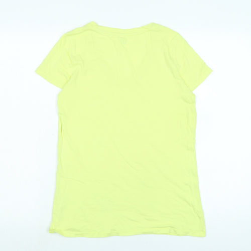 Gap Womens Yellow Cotton Basic T-Shirt Size M V-Neck