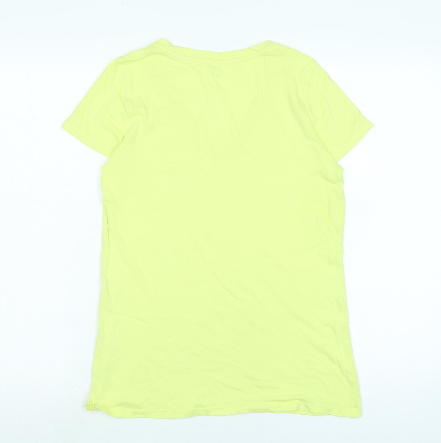Gap Womens Yellow Cotton Basic T-Shirt Size M V-Neck