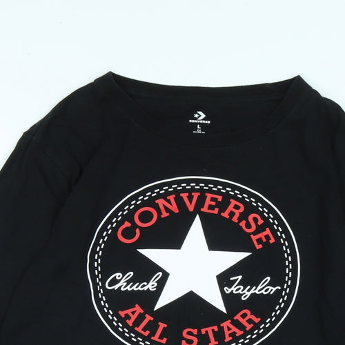 Converse Boys Black Cotton Jersey T-Shirt Size 12-13 Years Crew Neck - Logo - Converse All star