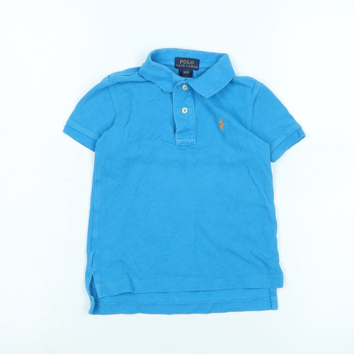 Polo Ralph Lauren Boys Blue Cotton Basic Polo Size 3 Years Collared - Logo