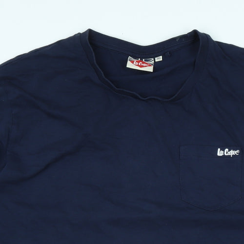Lee Cooper Mens Blue Cotton T-Shirt Size 3XL Crew Neck - Logo - Lee Cooper