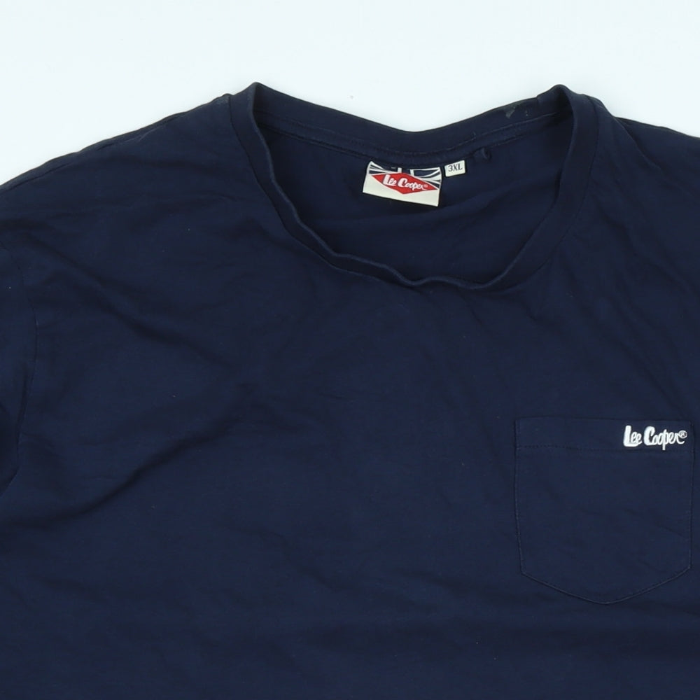 Lee Cooper Mens Blue Cotton T-Shirt Size 3XL Crew Neck - Logo - Lee Cooper