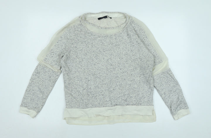 French Connection Womens Grey Polyester Pullover Sweatshirt Size M - Logo - Chiffon panels