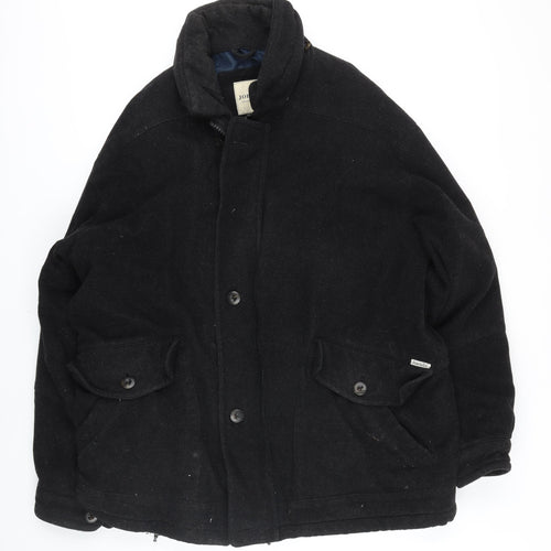 John Slim Mens Black Overcoat Coat Size 44 Zip