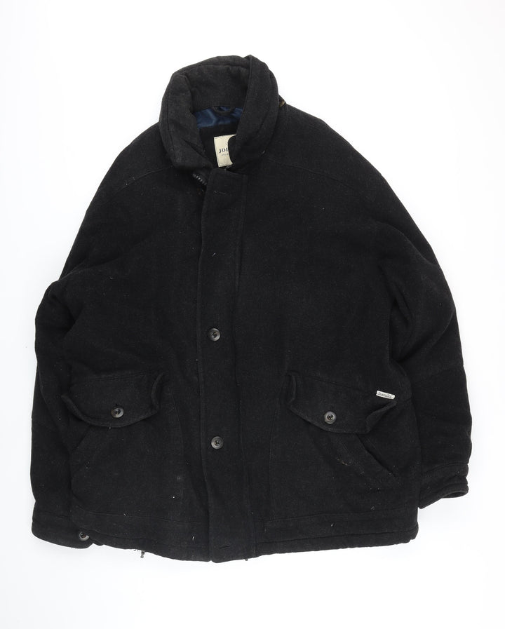 John Slim Mens Black Overcoat Coat Size 44 Zip
