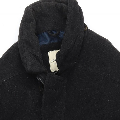 John Slim Mens Black Overcoat Coat Size 44 Zip