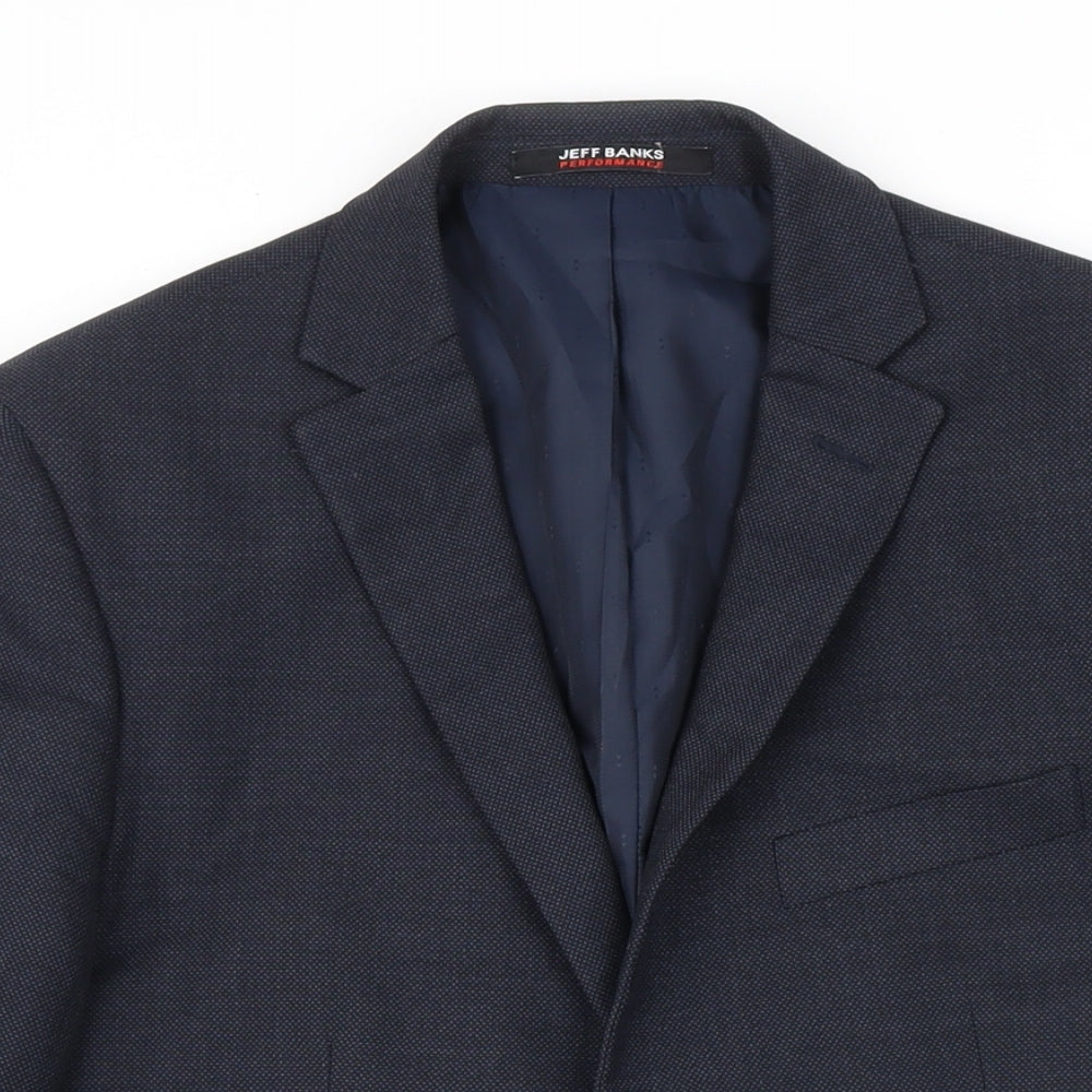 Jeff Banks Mens Blue Wool Jacket Blazer Size 38 Regular