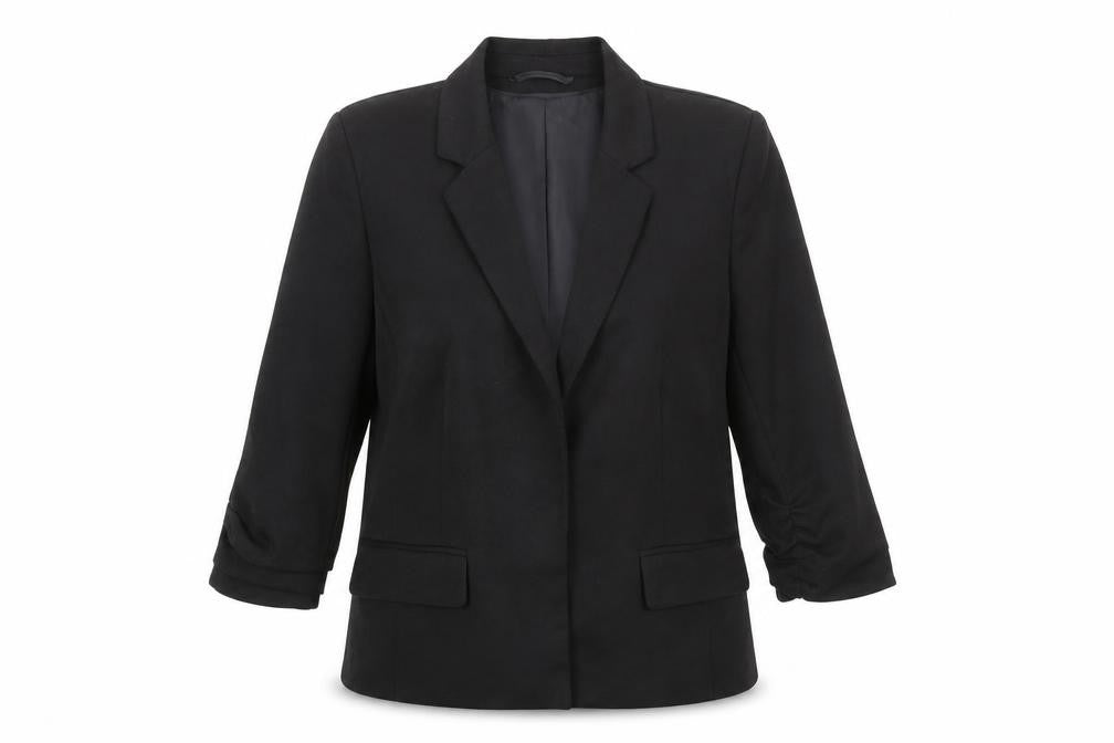 Front view of Miss Selfridge women’s black jacket blazer, size UK 10