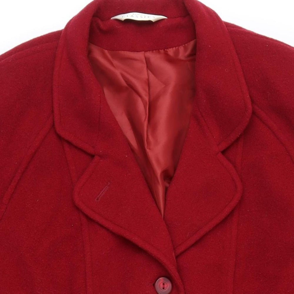 Modern Classics Womens Red Jacket Coat Size 20 Button