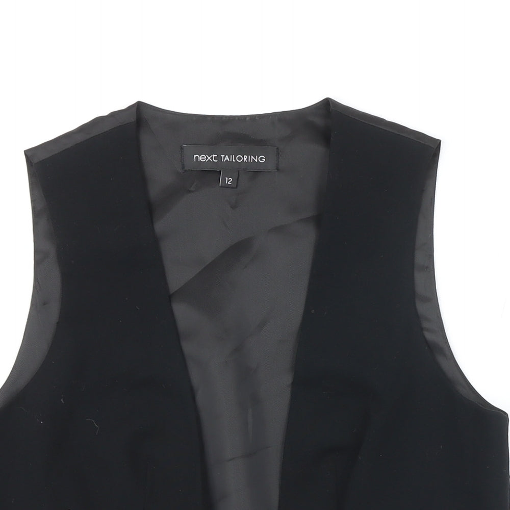 NEXT Womens Black Jacket Waistcoat Size 12 Button