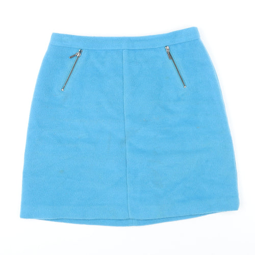 M&S Womens Blue Polyester Mini Skirt Size 10 Tie