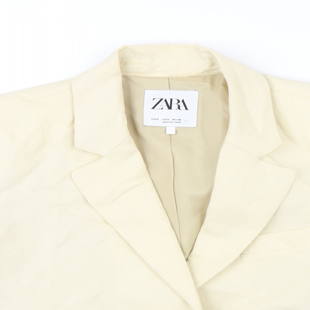 Zara Womens Beige Jacket Blazer Size S Button