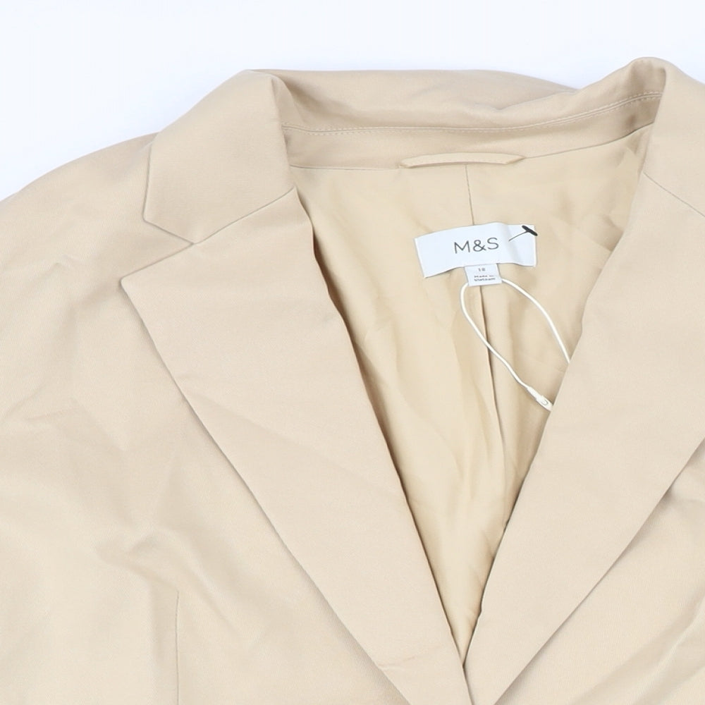 M&S Womens Beige Jacket Blazer Size 18 Button