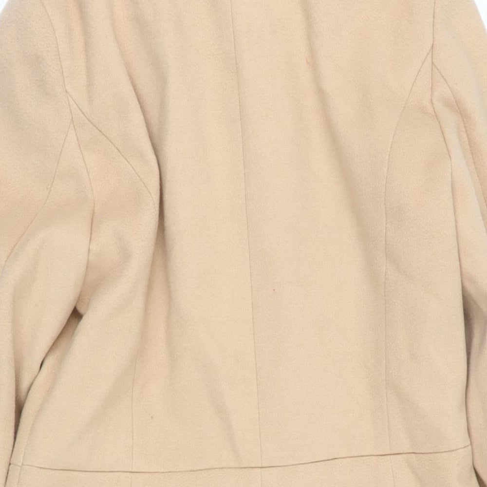 Miss Selfridge Womens Beige Overcoat Coat Size 10 Button