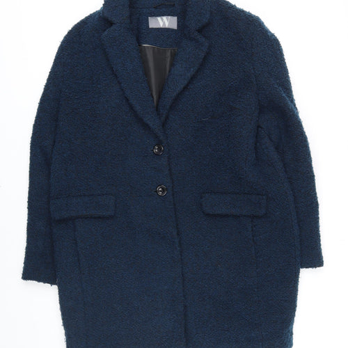 BHS Womens Blue Overcoat Coat Size 16 Button