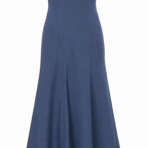 Dessy Group Womens Blue Polyester Blend Ball Gown Size 12 Off the Shoulder Zip