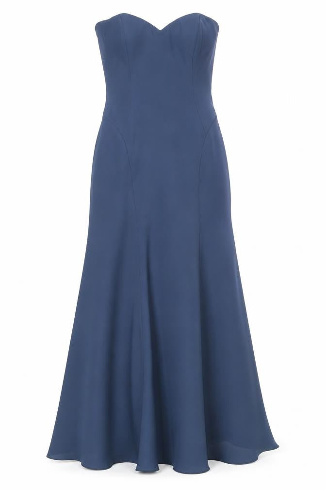 Dessy Group Womens Blue Polyester Blend Ball Gown Size 12 Off the Shoulder Zip
