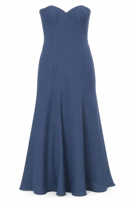 Dessy Group Womens Blue Polyester Blend Ball Gown Size 12 Off the Shoulder Zip
