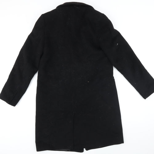 Zara Womens Black Overcoat Coat Size S Button