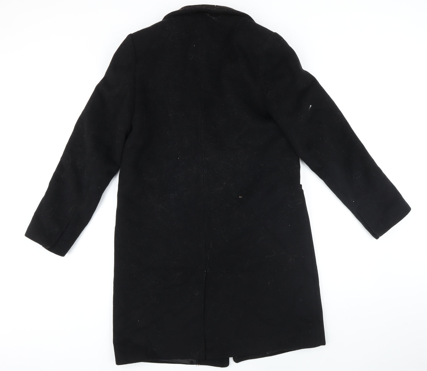 Zara Womens Black Overcoat Coat Size S Button