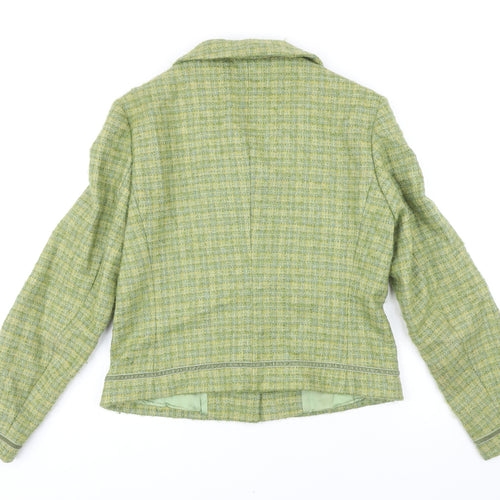 L.K. Bennett Womens Green Check Jacket Blazer Size 14 Button