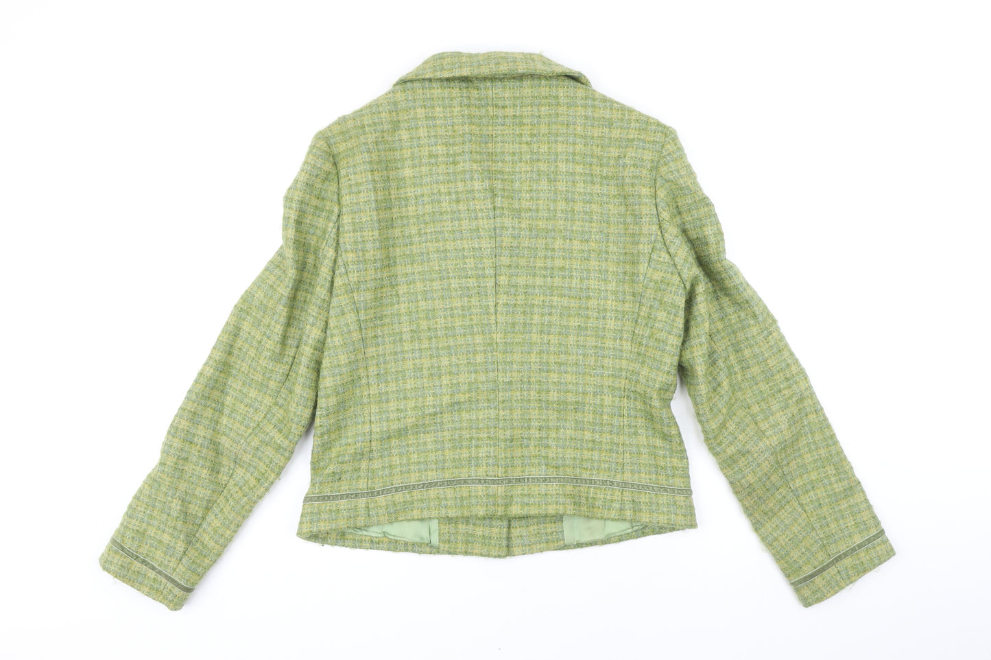 L.K. Bennett Womens Green Check Jacket Blazer Size 14 Button