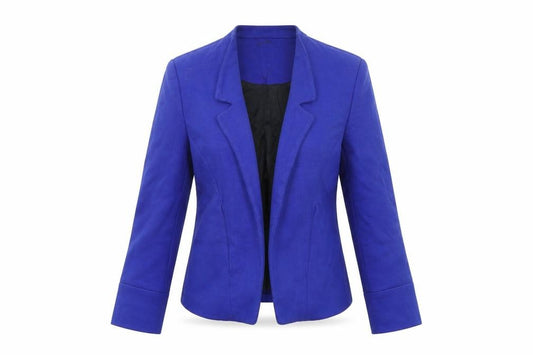 Front view of Topshop women’s blue jacket blazer, size UK 8