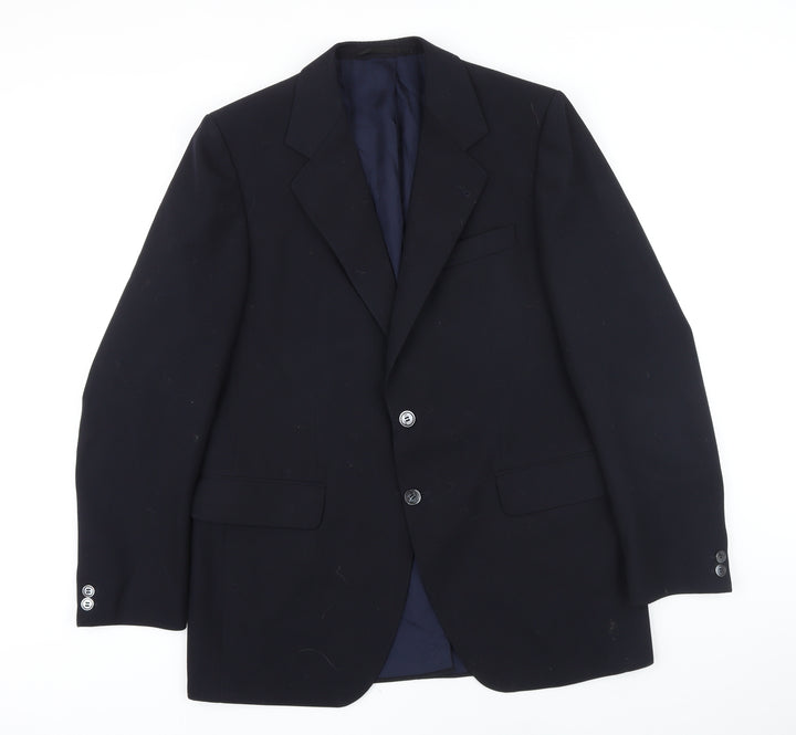 Trevira Mens Blue Polyester Jacket Blazer Size 54 Regular