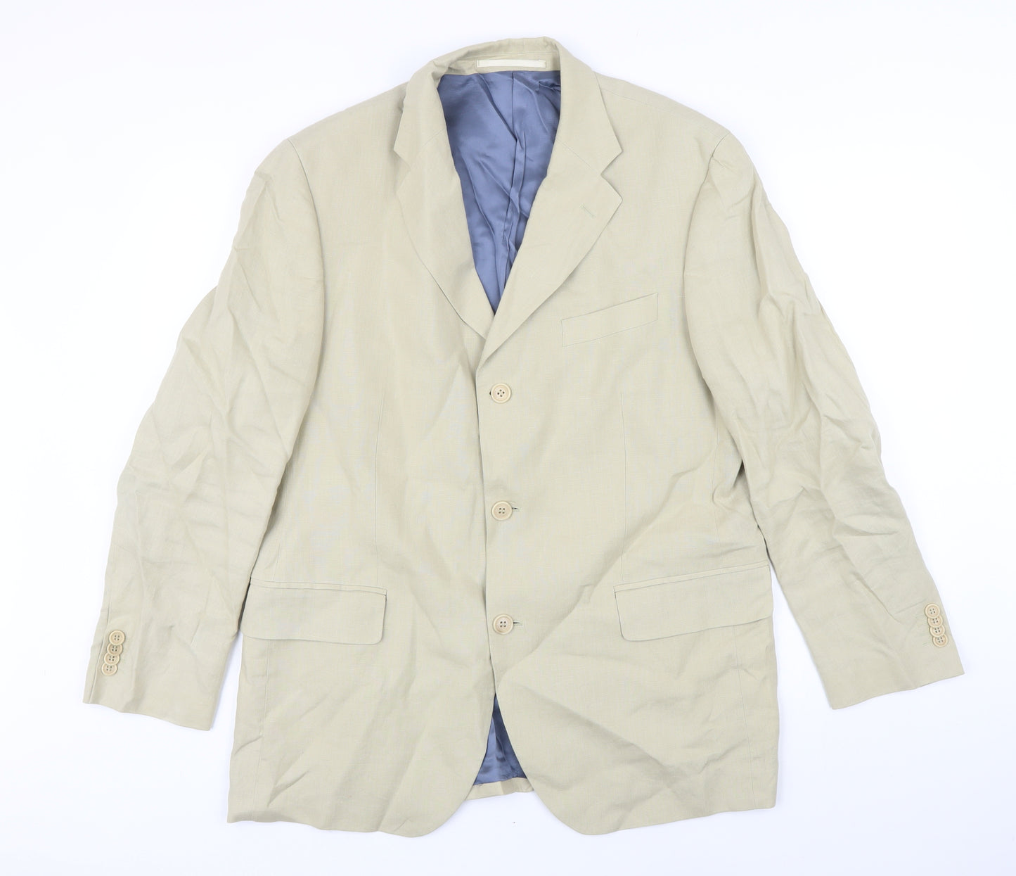 Racing Green Mens Beige Linen Jacket Blazer Size 40 Regular