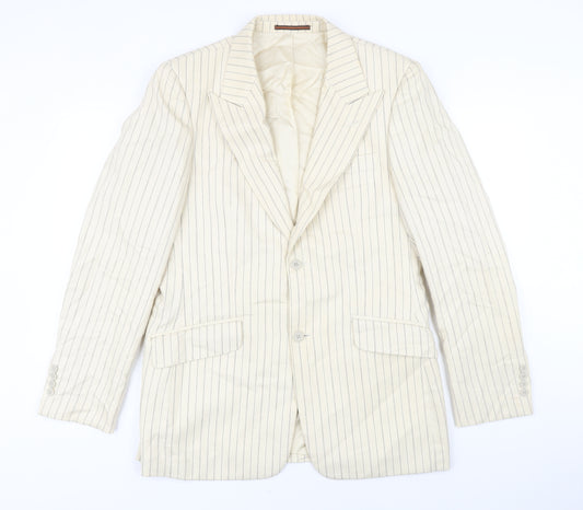 Topman Mens Ivory Striped Cotton Jacket Blazer Size 40 Regular