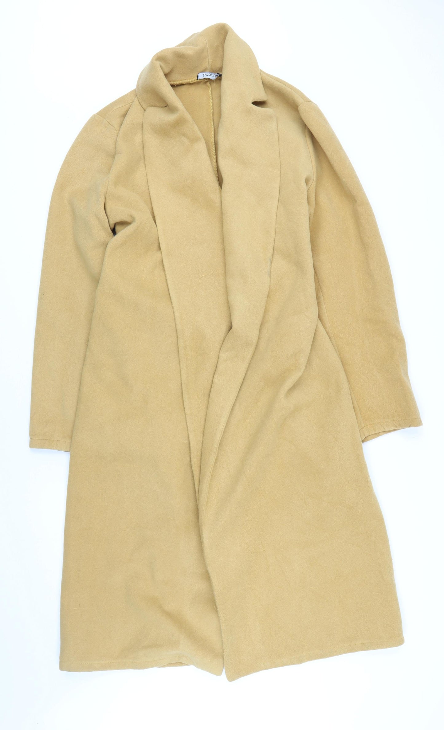 Boohoo Womens Yellow Overcoat Coat Size 12 Tie