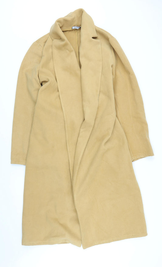 Boohoo Womens Yellow Overcoat Coat Size 12 Tie