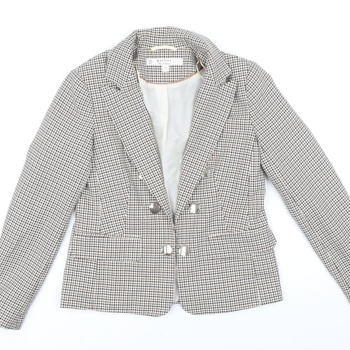 Miss Selfridge Womens Brown Check Jacket Blazer Size 6 Hook & Eye