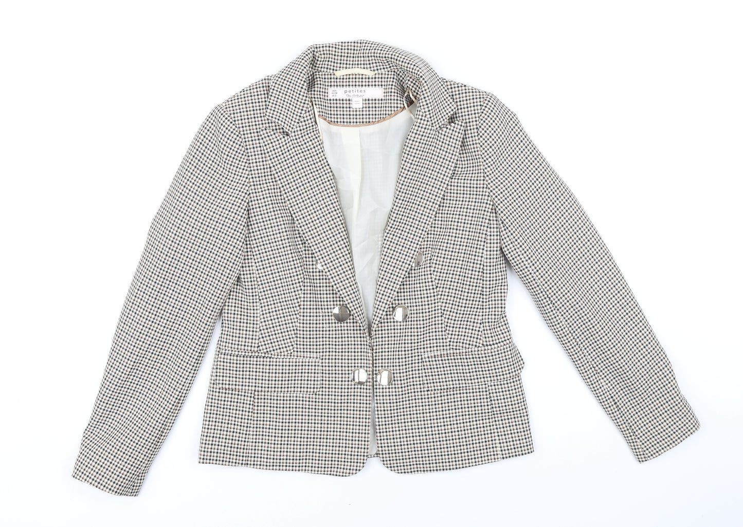 Miss Selfridge Womens Brown Check Jacket Blazer Size 6 Hook & Eye