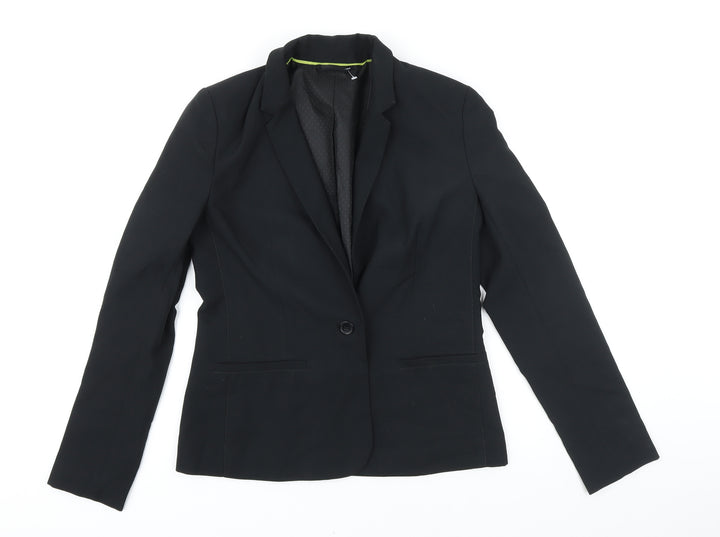 New Look Womens Black Jacket Blazer Size 10 Button