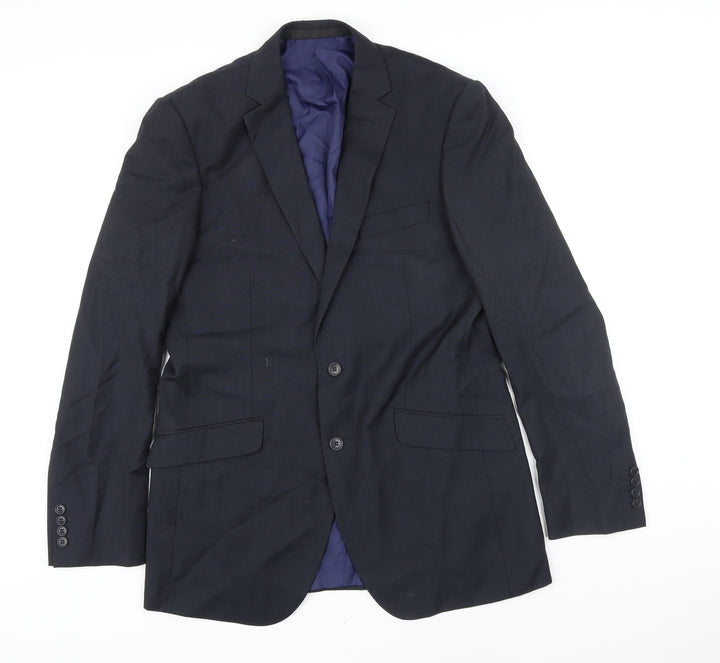 M&S Mens Black Polyester Jacket Blazer Size 40 Big & Tall